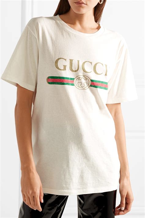 gucci appliquéd distressed printed cotton jersey t shirt|gucci t shirts for men.